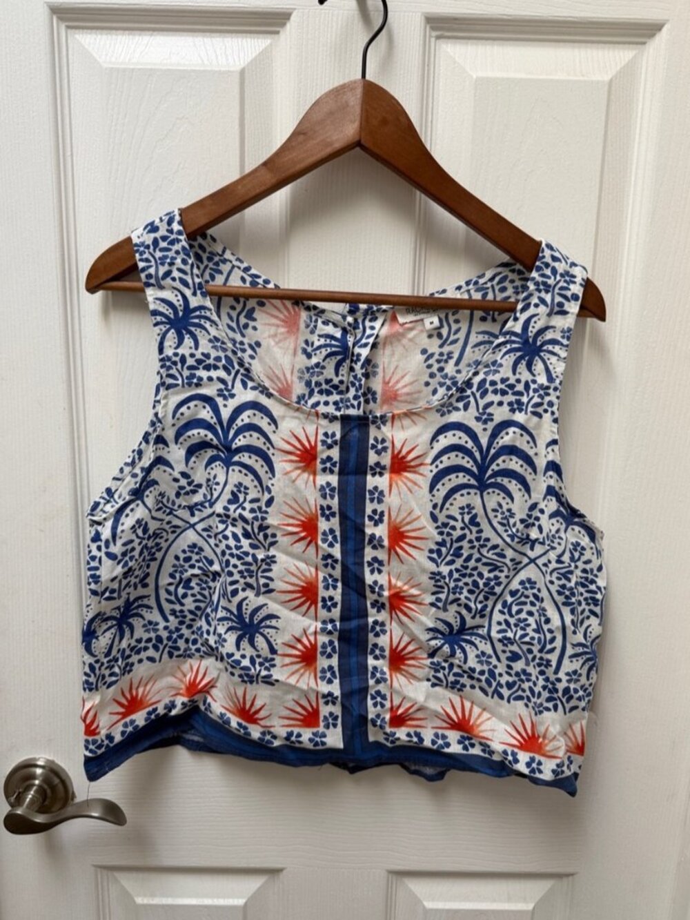 Blue & Orange Printed Crop Top